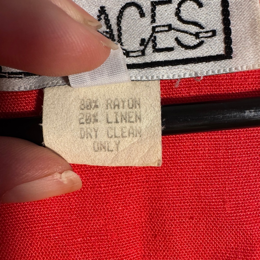 Vintage Traces Red Linen Blend Cropped Bolero Festival Top Sz 12 evening summer - Picture 5 of 9